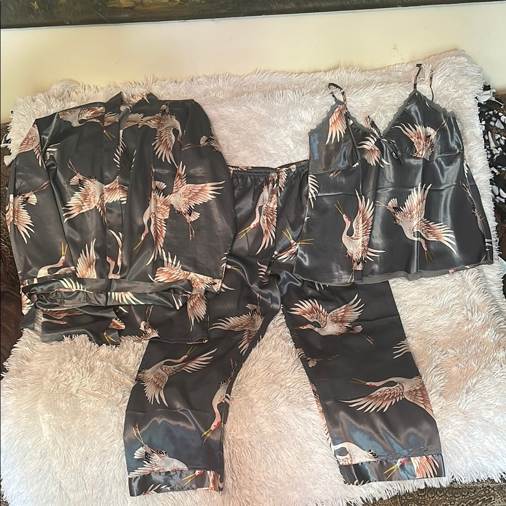 Pink and Blue Crane Pajama Set for Relaxed Comfort